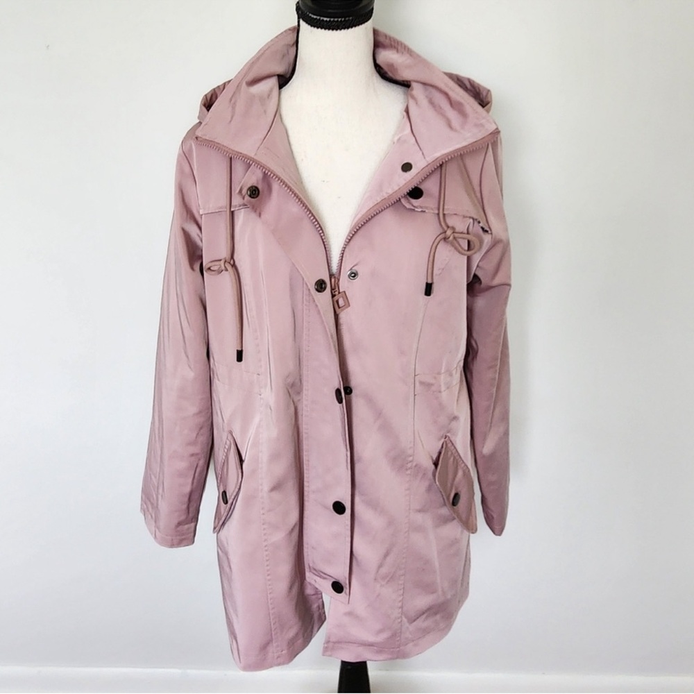 Two rain jackets. Women's Mauve Utility Jacket with Hood. - Picture 3 of 16